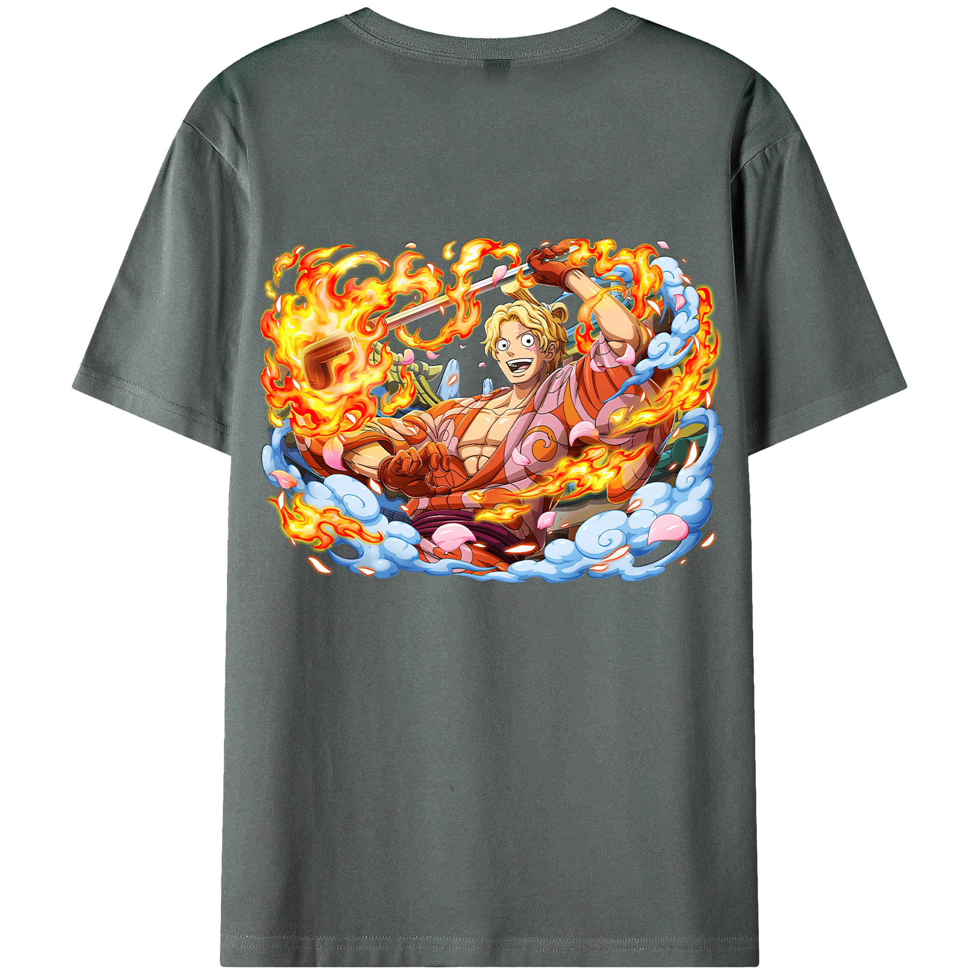 （画像用） ワンピース サンジ ONE PIECE Sanji 綿100％ メンズ半袖Tシャツ（バックプリント） 通気性
